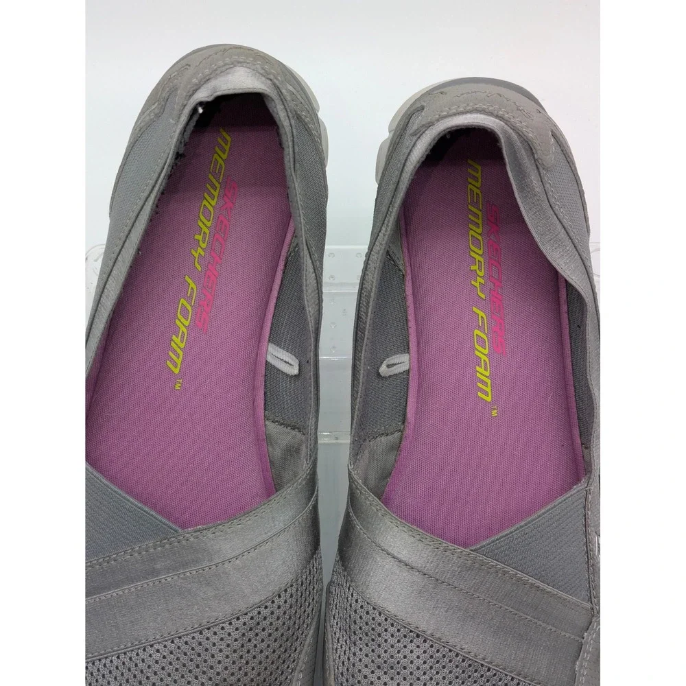 Skechers Memory Foam Slip On Shoes Gray Comfort Walking Women Size 8